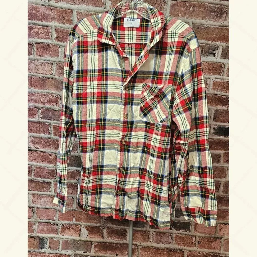 Men's OLD NAVY Flannel Pajama Button Down Shirt‎ Large